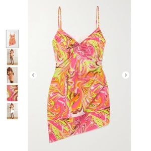 Maisie Wilen Party Girl asymmetric colorful printed crepe mini dress XS FWRD